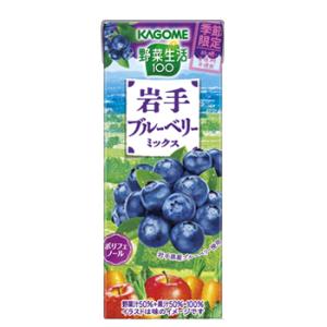 カゴメ 野菜生活１００ 岩手ブルーベリーミックス 195ml ×24本入 紙パック〔ベリー　野菜 ミックスジュース フルーツジュース 季節限定〕送料無料｜plusin