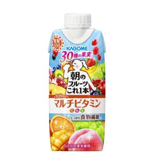 カゴメ 朝のフルーツこれ一本 マルチビタミン 330ml紙パック 12本入/2ケース〔フルーツジュース 果実飲料 ビタミン 食物繊維〕｜プラスイン