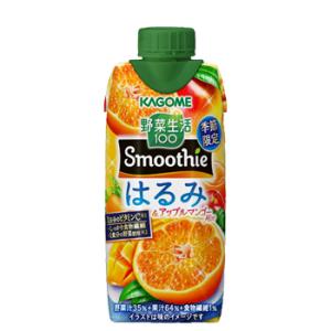 カゴメ 野菜生活100 Smoothie はるみ＆アップルマンゴー Mix 330ml紙パック 12本入 （野菜ジュース）〔野菜ジュース Smoothie 食物繊維 マンゴー はるみ〕｜plusin