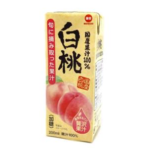 毎日牛乳　国産果汁100%　白桃　200ml× 24本入　紙パック〔100% フルーツ 果汁  もも...