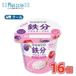 オハヨー　鉄分プラスヨーグルト【110g×16個】　クール便　食べる　〔オハヨー乳業　クール便　乳製...