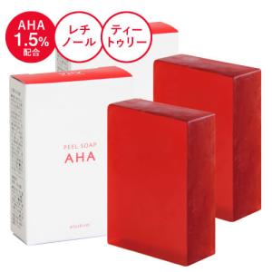 ピーリング石鹸 ニキビ予防 ピールソープ AHA 1.5% レチノール グリコール酸配合 赤 100g 2個セット ティートゥリー オイル 洗顔石けん ビタミンA誘導体｜pluskirei