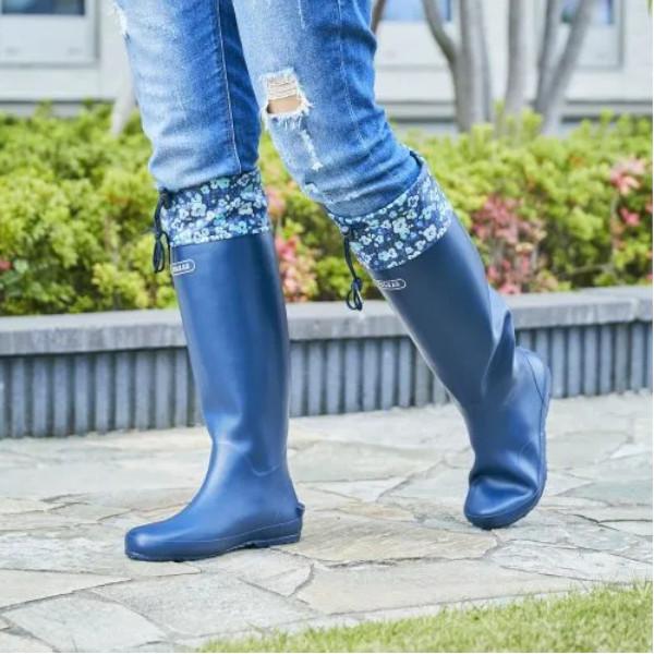 たためるレインブーツ POLKAS S ブルー×フラワー EF-PO01SBL アンファンス 長靴 ...