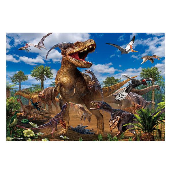 学べるジグソーパズル 80ピース ティラノサウルスVSヴェロキラプトル 恐竜 38×26cm 80-...