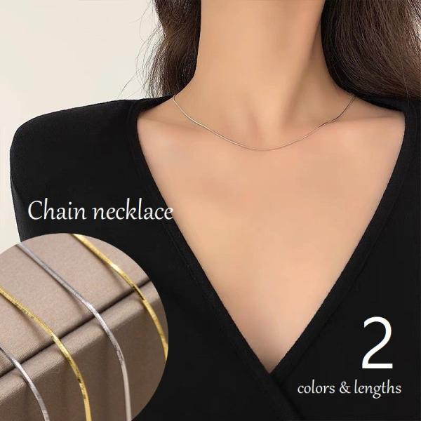 チェーンネックレス スネークチェーン 40cm 45cm アクセサリー シンプル 華奢 ゴールドカラ...