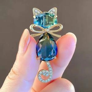 レディース ブローチ コサージュ ビジュー 猫目石 キャッツアイ