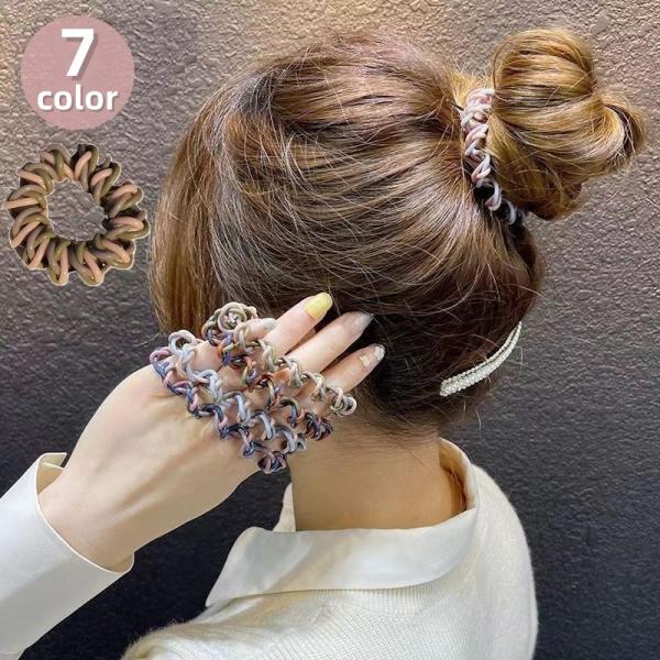 ヘアゴム スプリング 単品 レディース 女性用 ヘアアクセサリー 配色 バイカラー ツイスト ねじり...