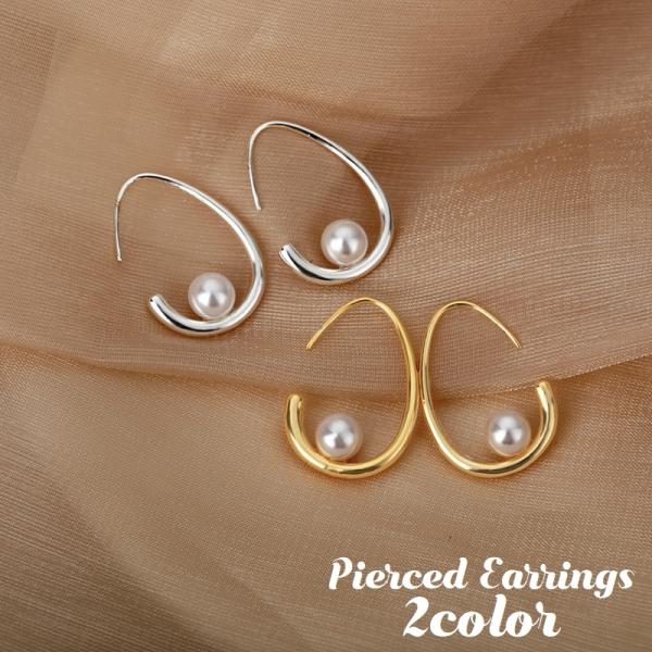 フックピアス レディース アクセサリー ティアドロップ しずく 雫 涙 フープ C型 楕円 パール調...