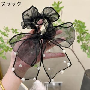 シュシュ ヘアゴム 女性 オーガンジー風 大き...の詳細画像4