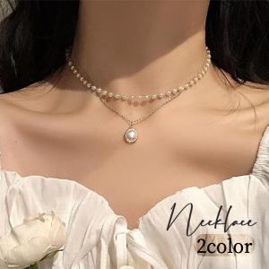 ネックレス 2連 アクセサリー レディース 女性 婦人 ペンダント パール