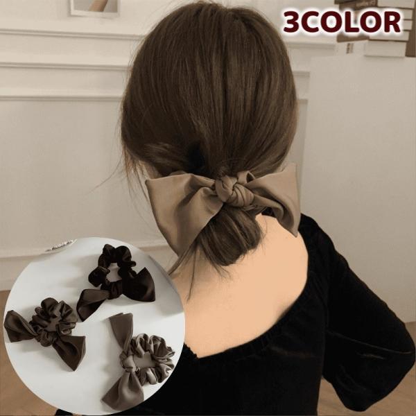 シュシュ ヘアゴム 髪ゴム レディース 女性用 ヘアアクセサリー 髪留め 髪飾り リボン 無地 可愛...