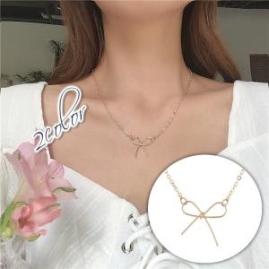 送料無料 パール リボン ネックレス ローズゴールド 真珠 : YIYI店