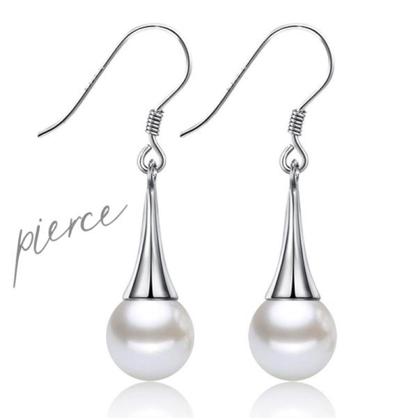 フックピアス レディース 女性用 アクセサリー シルバーカラー フェイクパール 雫 しずく ドロップ...