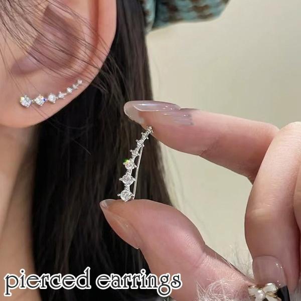 ピアス フックピアス レディース 女性 婦人 アクセサリー 7連 小ぶり 小さめ ラインストーン シ...