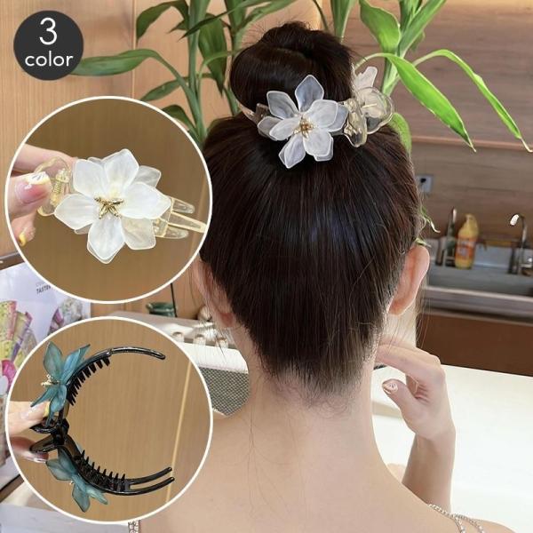 バンスクリップ サイドバンスクリップ レディース ヘアアクセサリー 女性用 髪留め 髪飾り 花 フラ...