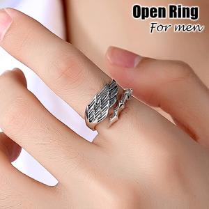 指輪 オープンリング アクセサリー メンズ デザインリング 男性用 羽根 翼 おしゃれ かっこいい ヴィンテージ風 レトロ感 ドラゴン風 シルバーカラ Acc 411 プラスナオyahoo 店 通販 Yahoo ショッピング