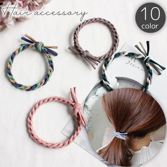 ヘアゴム 髪ゴム レディース 女性 女の子 ヘアアクセサリー 編み込み 3連 3重 結び目 髪飾り ...