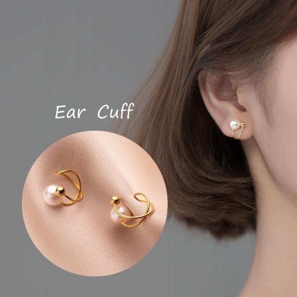 イヤーカフ レディース アクセサリー フェイクピアス パール調 フェイクパール 上品 きれいめ フォ...