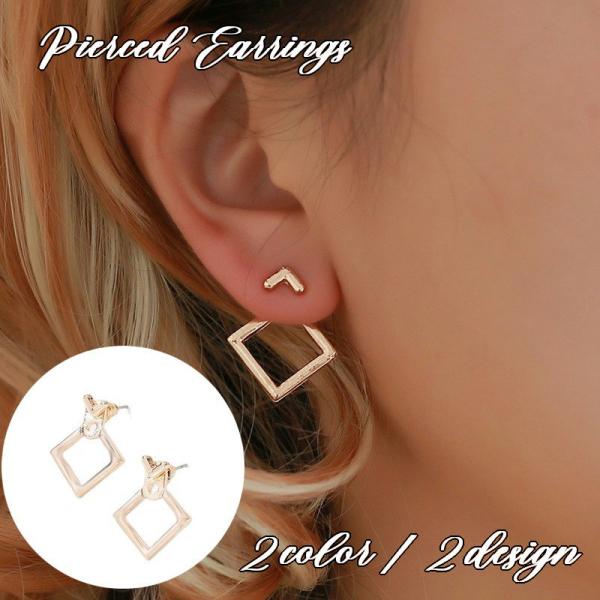 スタッドピアス バックキャッチピアス アクセサリー レディース 女性用 ひし形 三角形 シルバーカラ...