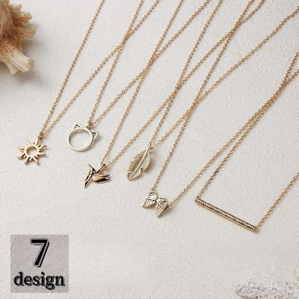 ネックレス ペンダント レディース アクセサリー ゴールドカラー アズキチェーン ネコ 太陽 トリ ...