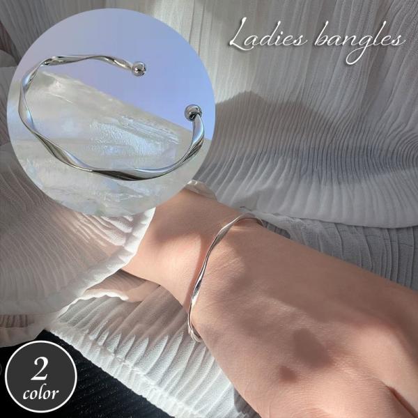 バングル ブレスレット レディース アクセサリー 女性用 メタル シルバーカラー ゴールドカラー C...