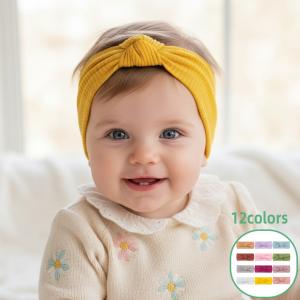 ヘアバンド ヘッドバンド ターバン ベビー 赤ちゃん 子供 ヘアアクセサリー 幅広 ヘアアレンジ 結び目 リブ 無地 シンプル｜プラスナオYahoo!店