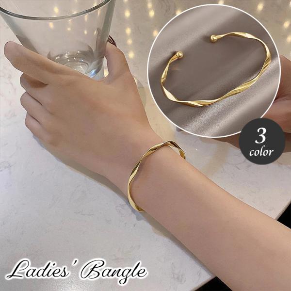バングル ブレスレット レディース アクセサリー 女性用 メタル シルバーカラー ゴールドカラー C...
