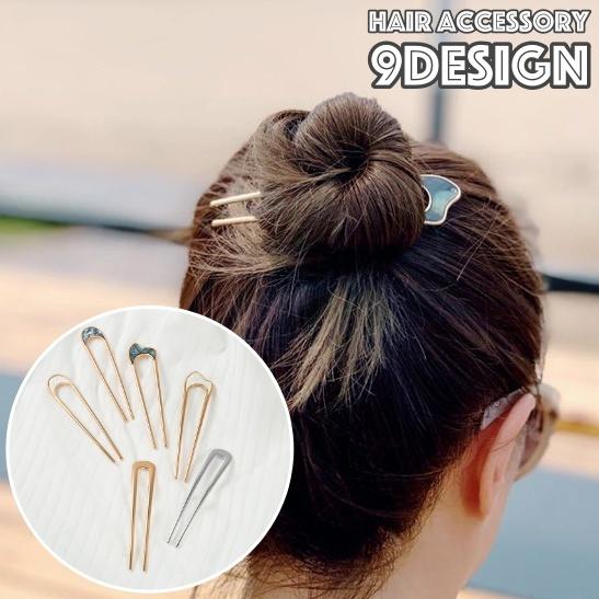 かんざし 簪 ヘアピン ヘアコーム レディース ヘアアクセサリー 髪飾り U字型 幾何学型 マーブル...