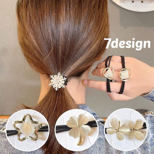 ヘアゴム レディース ヘアアクセサリー 髪飾り 髪留め キャッツアイ風 3連 三角 星 四角 クロー...