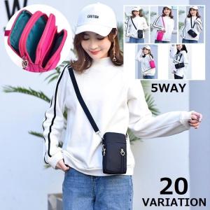 5WAY Lサイズ スマホポーチ ショルダーバッグ お財布ポシェット レディース ミニ 軽量 小さめ 大容量 小物入れ 斜めがけ