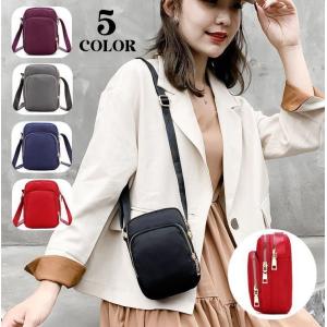 ショルダーバッグ レディース 鞄 ミニ 3ポケット 肩掛け 斜め掛け ポシェット 幅広ショルダー 長さ調節可能 ファスナー カバン コンパクト 女性