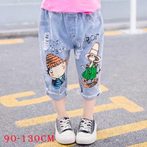子供服 キッズウェア ズボン 長ズボン デニム ７部丈 イラスト プリント ダメージ加工 おしゃれ カジュアル かわいい 男の子 女の子 夏 90cm Bot プラスナオyahoo 店 通販 Yahoo ショッピング