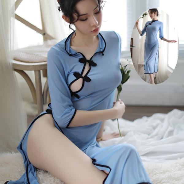 コスプレ チャイナドレス チャイナ セクシー ロングドレス ショーツセット サイドスリット 美脚効果...