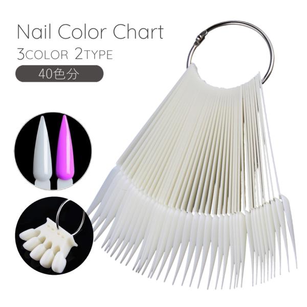 カラーチャート ネイルチャート 40色分 40爪 スティックタイプ カラー見本 色見本 カラーサンプ...