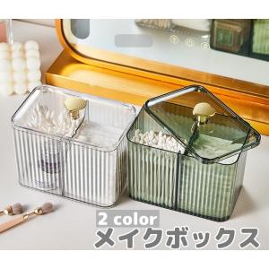 メイクボックス コスメボックス 化粧品収納ケース 小物入れ スタンド 仕切り フタ 蓋付き ハート 卓上 机上 透明 クリア 防塵 防水 シンプル お