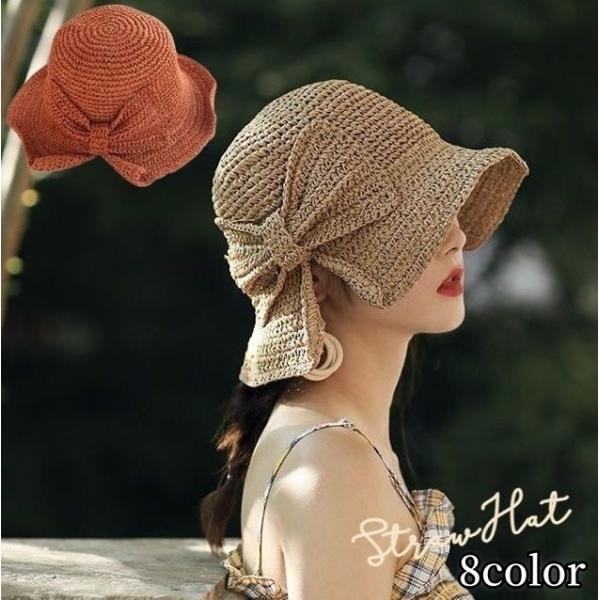 麦わら帽子 ストローハット メトロハット クルーハット レディース 大人用 リボン かわいい 大人可...