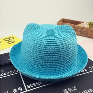 麦わら帽子 キッズ 女の子 耳付き 猫耳 夏 ...の詳細画像3