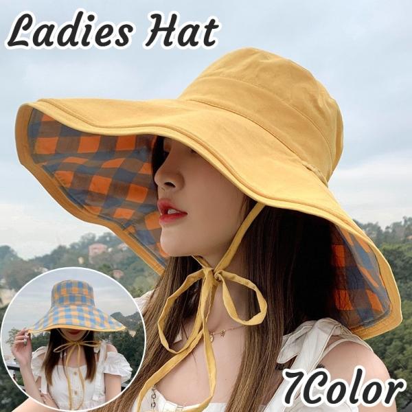 女優帽 帽子 つば広 レディース 女性 婦人 女子 ぼうし ハット リバーシブル 両面 紫外線対策 ...