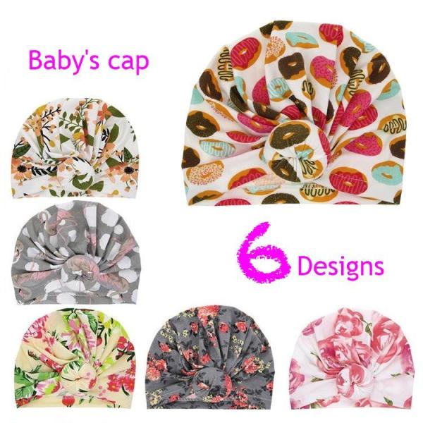 帽子 ターバン ベビー 新生児 キッズ 女の子 男の子 プリント柄 保護 ドーナツ フラミンゴ フラ...