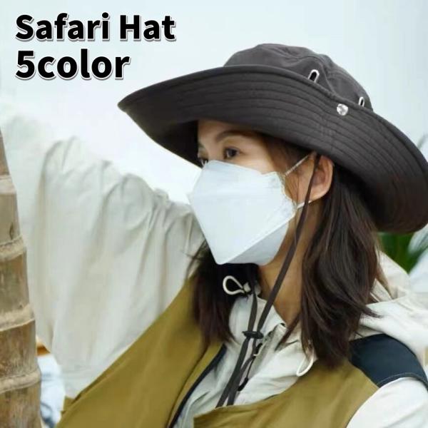 サファリハット バケットハット ツバ広帽 帽子 レディース 無地 単色 つば広め 日よけ 紫外線対策...