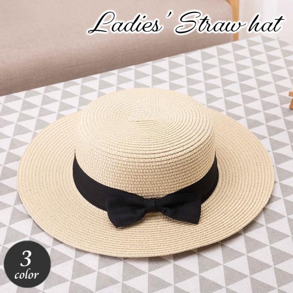 麦わら帽子 レディース カンカン帽 ストローハット ぼうし リボン おしゃれ かわいい レトロ ナチ...