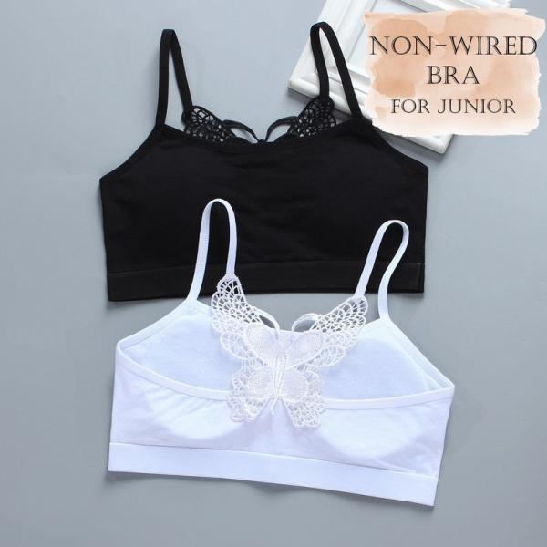 ジュニアブラ スポーツブラ スポブラ カップ付き ノンワイヤー 下着 ジュニア キッズ 女の子 ガー...