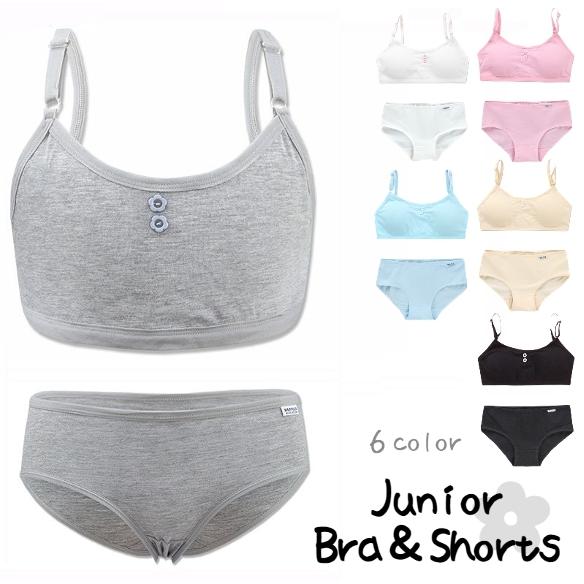 ジュニア ブラジャー スタンダードショーツ 上下セット カップ付き ハーフトップブラ インナー 下着...