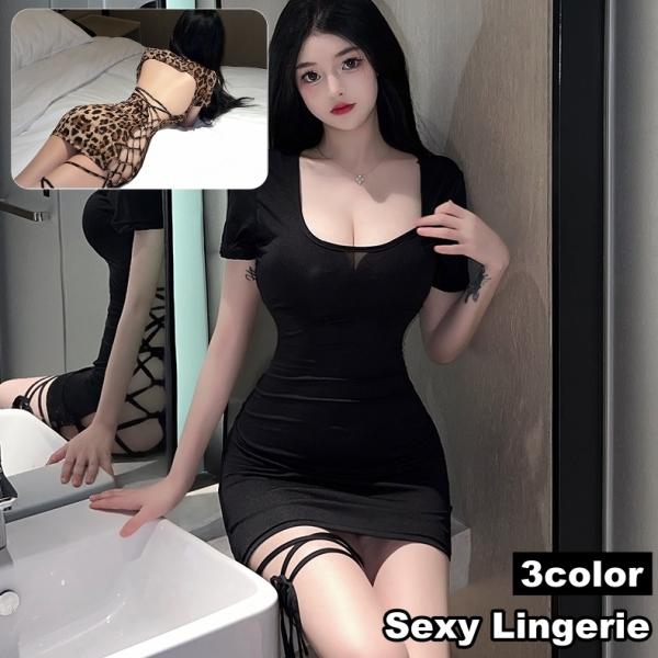 セクシーランジェリー ミニワンピース レディース 女性 インナー タイト サイド紐 メッシュ スクエ...