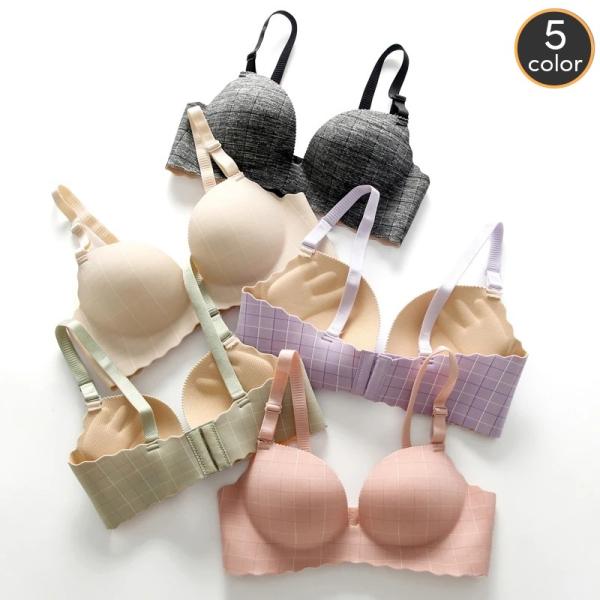 ブラジャー 3/4カップブラ 単品 レディース 女性下着 インナー チェック柄 格子柄 厚手パッド ...