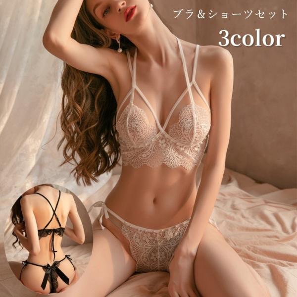 ブラジャー 三角ブラ Tバックショーツ Tバックパンツ 上下セット 2点セット ブラ ショーツセット...