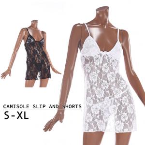 スリップ キャミソール Vネック シースルー 透け感