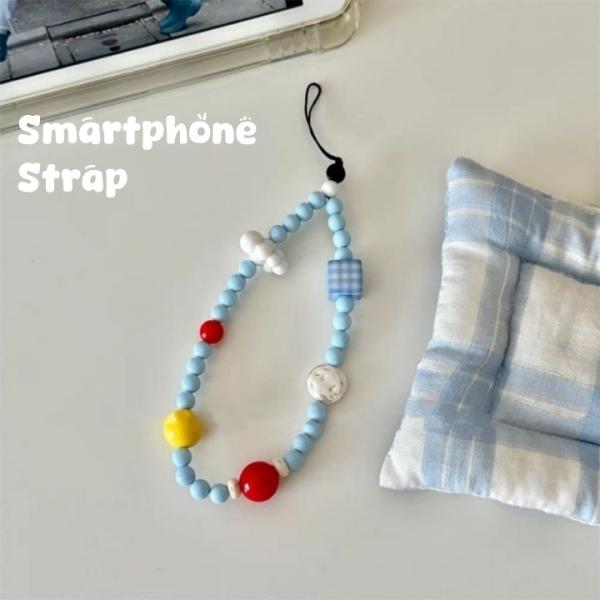 スマホストラップ 23cm ハンドストラップ レディース ビーズ スマートフォン 雲 かわいい おし...