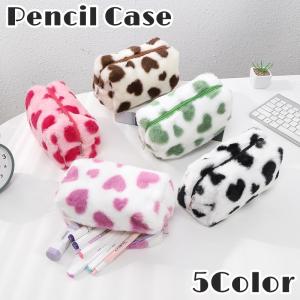 ペンケース 筆箱 文房具入れ ペン入れ レディース 女性 女子 ファスナー ポーチ 小物入れ もこもこ ヒョウ柄 カジュアル かわいい お洒落
