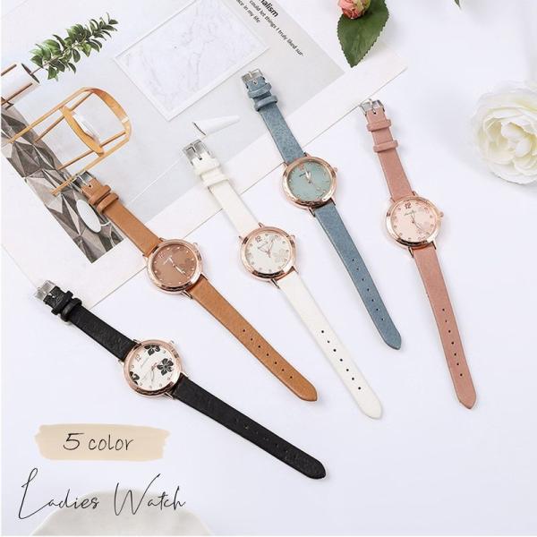 腕時計 ウォッチ ラウンド 丸型 アナログ レディース 女性 婦人 PUレザー ベルト細め オフィス...
